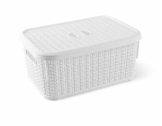Zásobní nádoba s víkem Knit M-066, 6 l, plast, bílá