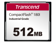TRANSCEND CompactFlash Card CF180I, 512MB, SLC mode WD-15, Wide Temp.
