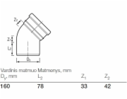 Venkovní drenážní koleno Wavin, O 160 mm, 45°