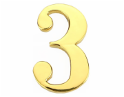 Číslo dveří "3", zlatá barva, 45 mm