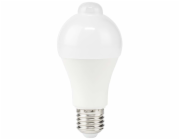 NEDIS LED žárovka E27/ A60/ 8,5 W/ 220 V/ 806 lm/ 3000 K/ teplá bílá/ detekce pohybu/ matná