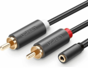 Ugreen Jack 3,5 mm - RCA (Cinch) kabel x2 1 m černý (UGR650BLK)