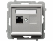 Počítačová zásuvka Ospel Sonata single RJ45, kat. 5e, matná stříbrná (GPK-1R/K/m/38)