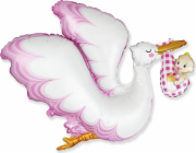 Balónek Flexmetal Foil 24 palců FX - Baby Girl Stork, balený