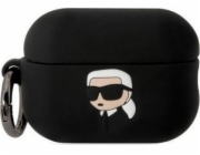 Karl Lagerfeld Case Karl Lagerfeld KLAP2RUNIKK kryt Apple AirPods Pro 2 černo/černý Silikonový Karl Head 3D