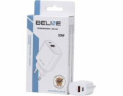 Nabíječka Beline 30W GaN USB-C + USB-A nástěnná nabíječka, bílá