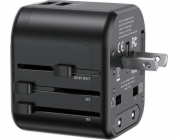 Usams Charger USAMS Wall Charger 2xUSB T55 12W univerzální adaptér 4v1 USA/AU/EU/UK černá CC173TC01 (US-CC173)