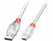 Lindy USB-A - miniUSB USB kabel 0,5 m průhledný (41781)
