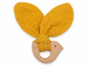 Dětské kousátko s ptáčkem New Baby Bird mustard