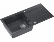 GraniteQ EVAN 111 dřez GraniteQ dřez se sifonem Push 2 Open 1-miska bez (860x500x210) černý diamant / ocelové prvky