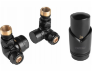 Termostatická sada Ferro Axial, černá + konektory CU fi15 a pex 16x2