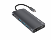 Natec multiport adaptér FOWLER 2 3X USB 3.0 HUB, HDMI 4K, USB-C, RJ45, SD, MICRO SD