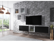 Cama obývací sestava nábytku ROCO 8 (2xRO3 + 4xRO6) bílá/bílá/černá