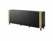 Komoda FARO 200x42x82 matná černá + dub craft