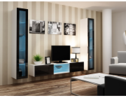 Cama Obývací skříň sestava VIGO 20 bílá/černý lesk