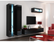 Cama Obývací skříň sestava VIGO NEW 2 černá/černý lesk