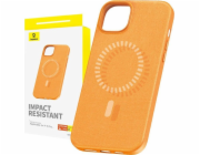 Magnetické pouzdro pro iPhone 15 Pro Baseus Fauxther Series (oranžové)