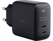 Nástěnná nabíječka Aukey PA-B4T, 2xUSB-C, 45W (černá)