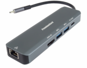 PremiumCord USB-C na HDMI, 2x USB3.2, PD 100W,RJ45