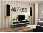 Cama Obývací skříň sestava VIGO NEW 10 bílá/černý lesk