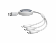 Rychlonabíjecí kabel 3v1 Baseus Free2Draw, USB na micro USB+USB-C+Lightning, 3,5 A, 1,1 m (bílý)