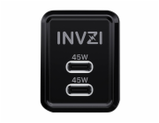 INVZI GaN 2x USB-C, 45W, síťová nabíječka EU (černá)