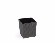 Hrnec Lamela Rattan 596-50, plast, H 30 cm, šedý