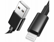 Gembird CCDB-mUSB2B-AMLM-6 Bavlněný opletený 8pinový kabel s kovovými konektory 1,8 m černý