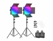Neewer 660 PRO RGB LED studio set, dvě 50W lampy 3200-5600K + stativy + brány