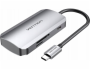 USB-C to 3x USB3.0 Docking Station, SD, TF, PD 0.15m Vention TNHHB, gray