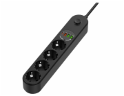 COLORWAY Prodlužovací napájecí přívod/ 4x Schuko/ 3x USB-A / 1x USB-C/ 45W/ Černý/ kabel 2m