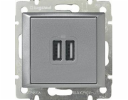 Valena USB nabíječka 2-násobná 1,5A Stříbrná metal