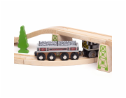 Bigjigs Rail Dlouhý vagónek s uhlím + 2 koleje