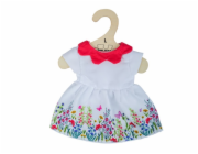 Hračka Bigjigs Toys Bílé květinové šaty s červeným límečkem pro panenku 38 cm