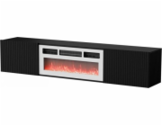 Cama RTV ROTA 183x35x37 černá matná + bílá krbová římsa