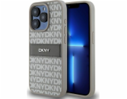 DKNY DKHCP15XPRTHSLE iPhone 15 Pro Max 6.7 béžové pevné pouzdro z kůže monoproužek a kovové logo