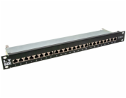 LYNX Patch panel 19", 24 portů, Cat6a, stíněný, černý