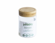 Dóza Pebbly, PKV-026, skleněná, kulatá, na jídlo, 450 ml, bambusové víko s uzávěrem, 8,5 x 8,5 x 12 cm