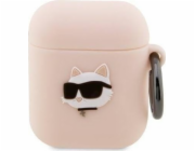 Karl Lagerfeld Case Karl Lagerfeld KLA2RUNCHP Apple AirPods 2/1 kryt růžový/růžový Silikonová Choupette Head 3D