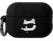 Karl Lagerfeld pouzdro Karl Lagerfeld KLAP2RUNCHK kryt Apple AirPods Pro 2 černo/černý Silikonová hlava Choupette 3D