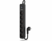 Prodlužovací kabel zařízení Kerg zásobování chránit KERG s vypínačem-6 zásuvek-černá-5m-16A-H05VV-F-3x1,5mm2