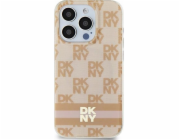 DKNY  DKHMN61HCPTSP iPhone 11 / Xr 6.1 růžové/růžové pevné pouzdro IML kostkovaný mono vzor a tištěné pruhy MagSafe