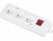 Přenosná zásuvka Jonex třikrát 16a 2p 250V s bílým přepínačem GN-360WS