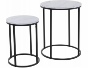 HOMESTYLING Servírovací stolky kulaté sada 2 ks bílý mramor KO-NB1510010