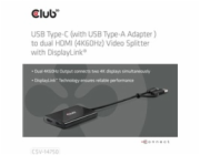 Club3D Video rozbočovač USB-C/A na 2xHDMI 2.0, Dual Monitor, 4K60Hz (M/F)