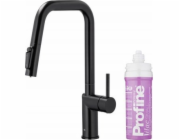 KFA DUERO PURE STYLE VYSOUVACÍ kuchyňská baterie KUCHYŇSKÁ TUČNĚJŠÍ S FUNKCÍ FILTRACE VODY A VYSOUVACÍM VÝTAHEM + SADA FILTRŮ PROFINE LILAC S, ČERNÁ