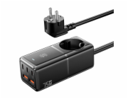 Wall charger, Essager, ECTAC-BRB01-Z, GaN, 3xUSB-C, 2xUSB-A, Gniazdko AC, 75W (black)