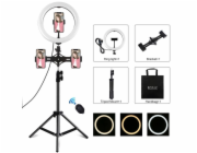 Stativový držák Puluz s 26cm LED kroužkem Vlogging 1,1m PKT3070B