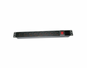XtendLan 19"/1U rozvodný panel 8x 230V, ČSN, vypínač, 1,8 m