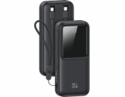 UPS Usams  Powerbanka s vestavěným USB-C+Lightning kabely 30000 mAh 20W PD+Qc 3.0 Fast Charge X-chel Series black/black 30KCD21301 (US-CD213)